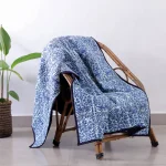 Blue Floral Print Soft Cotton Twin Size Blanket