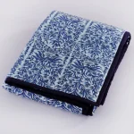Blue Floral Print Soft Cotton Twin Size Blanket - Image 2