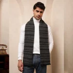 Blue Striped Muffler Men's Reversible Wool Scarf