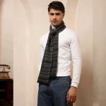 Blue Striped Muffler Men's Reversible Wool Scarf - Image 3