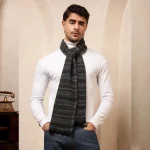 Blue Striped Muffler Men's Reversible Wool Scarf - Image 2