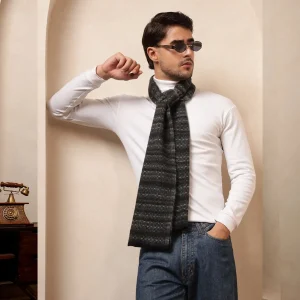 Blue Striped Muffler Men's Reversible Wool Scarf - Image 6