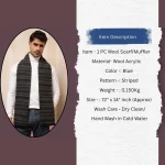 Blue Striped Muffler Men's Reversible Wool Scarf - Image 9