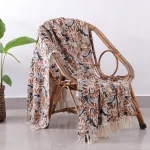 Bohemian Hand Block Printed Cotton Twin Soft Throw Black Floral