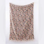 Bohemian Hand Block Printed Cotton Twin Soft Throw Black Floral - Image 6