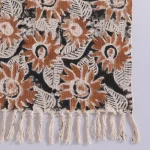Bohemian Hand Block Printed Cotton Twin Soft Throw Black Floral - Image 4