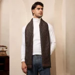 Brown Damask Wool Scarf Winter Men's Muffler