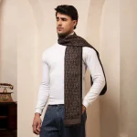 Brown Damask Wool Scarf Winter Men's Muffler - Image 4