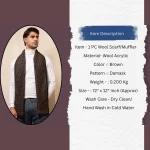 Brown Damask Wool Scarf Winter Men's Muffler - Image 9