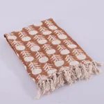 Brown Hand Block Bagru Printed Floral Throw - Image 2