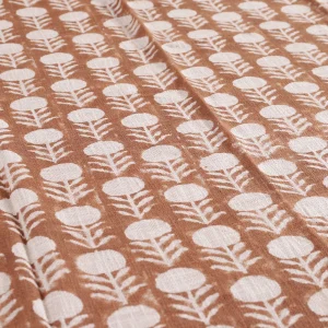 Brown Hand Block Bagru Printed Floral Throw - Image 5
