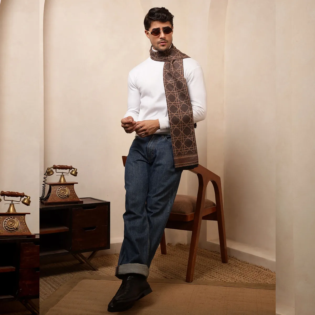 brown-tartan-pattern-style-cashmiri-scarf WM-188 (4)