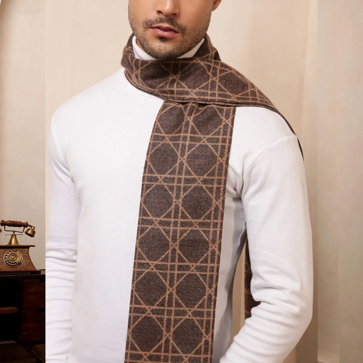 brown-tartan-pattern-style-cashmiri-scarf WM-188 (5)