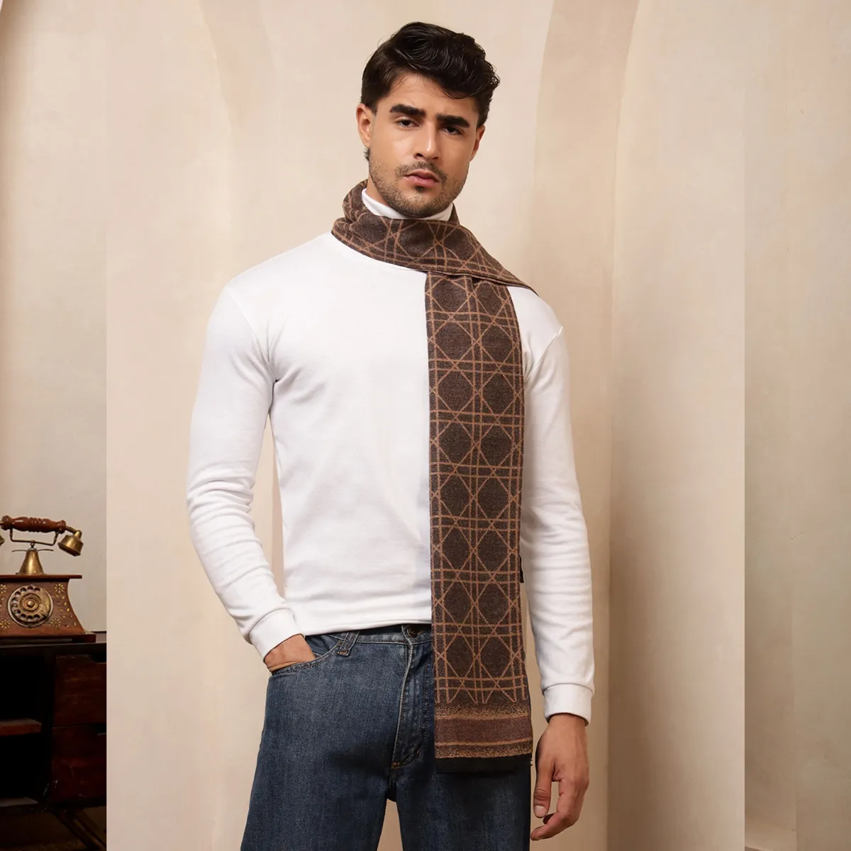 brown-tartan-pattern-style-cashmiri-scarf WM-188 (6)