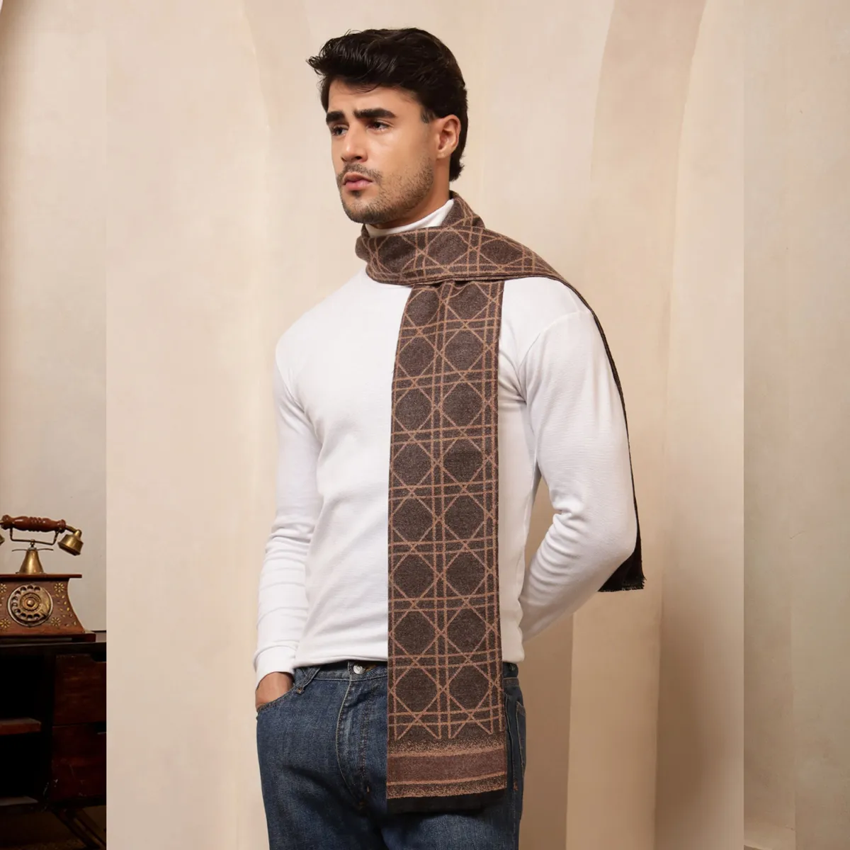 brown-tartan-pattern-style-cashmiri-scarf WM-188 (7)