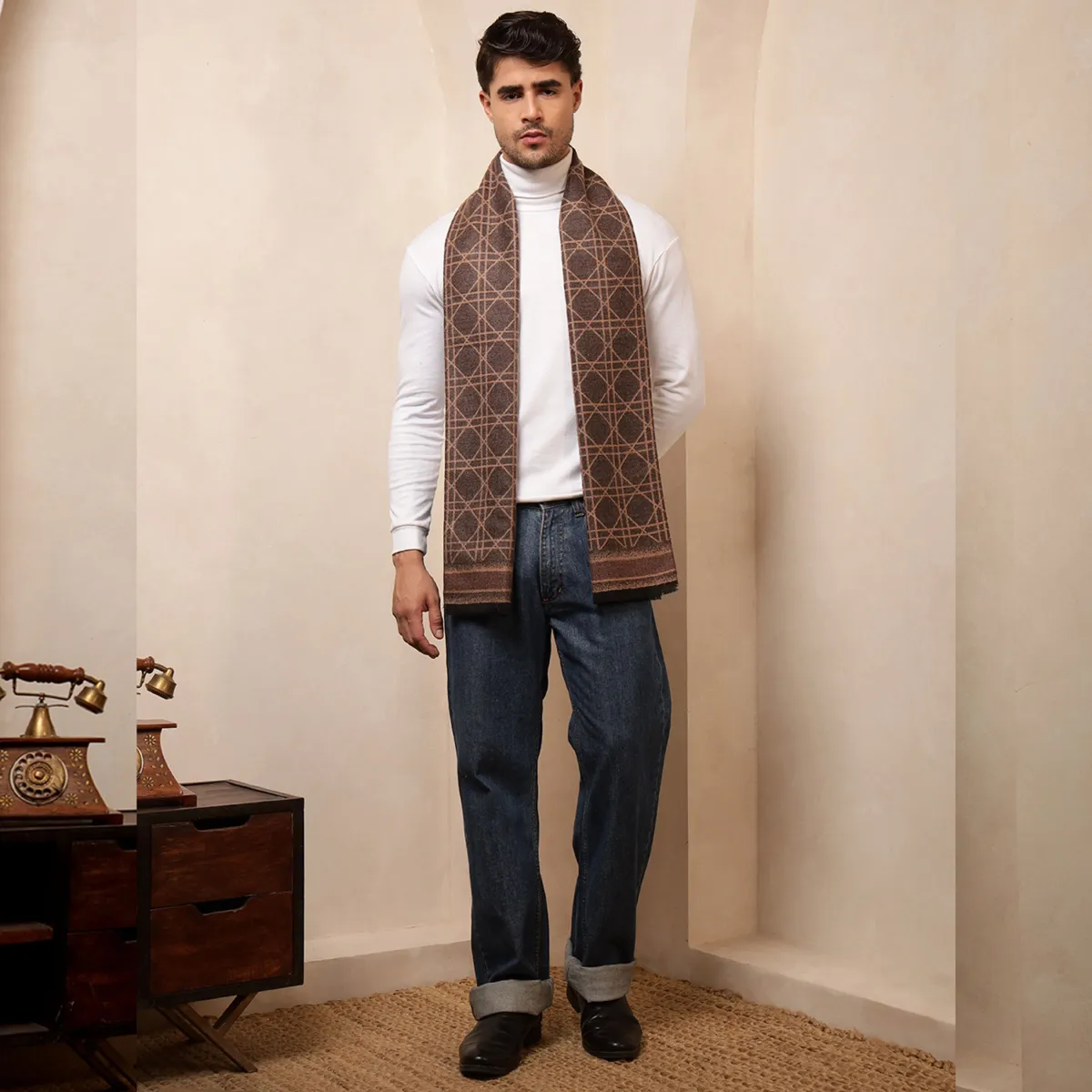 brown-tartan-pattern-style-cashmiri-scarf WM-188 (8)