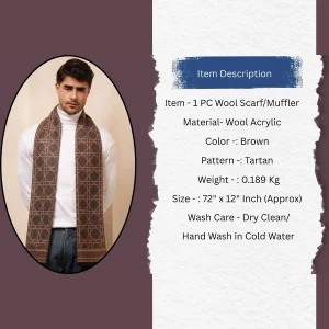 Brown Tartan Pattern Style Cashmiri Scarf - Image 9