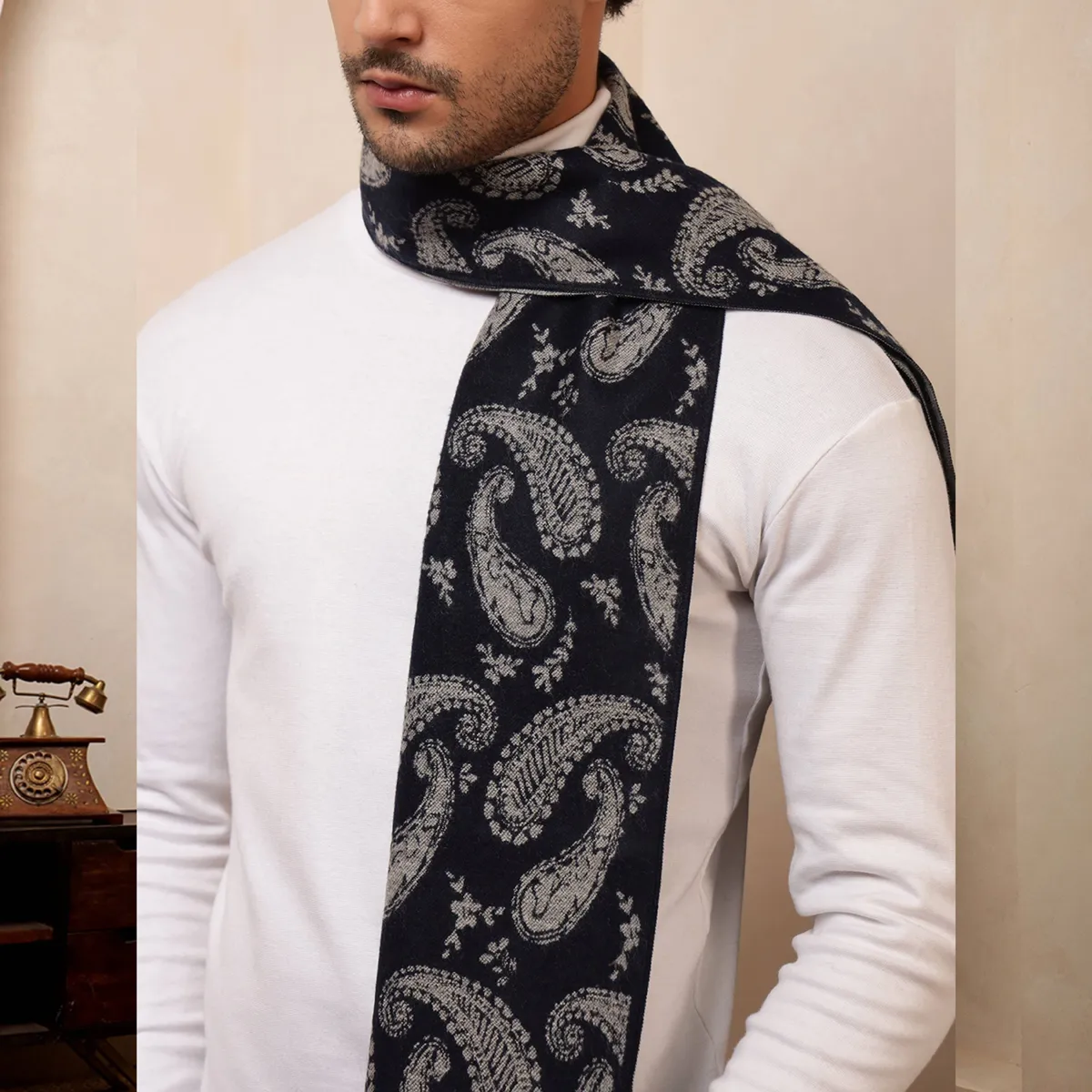 cashmere-men-winter-warm-soft-wool-scarf-navy-blue-paisley-muffler WM-187 (3)