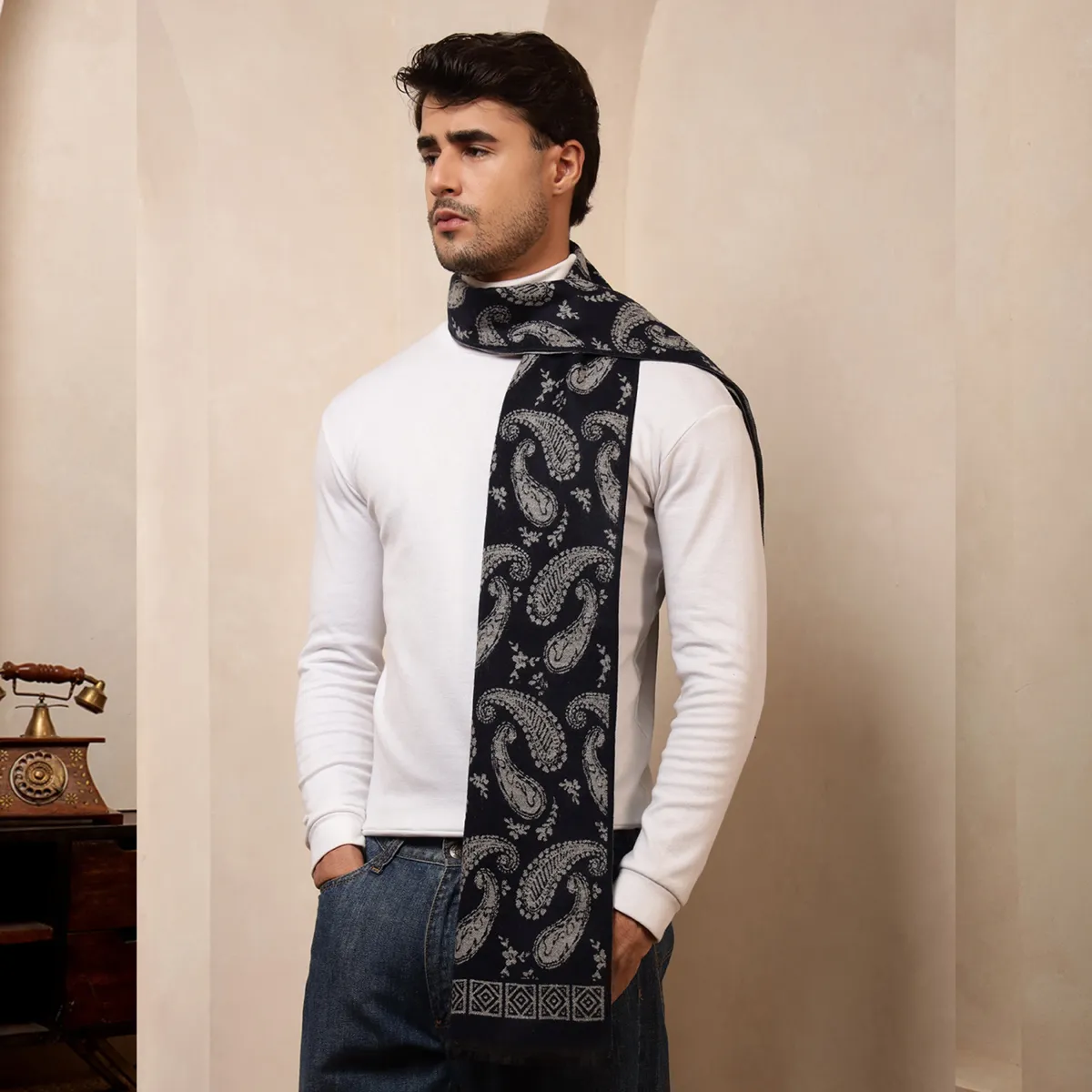 cashmere-men-winter-warm-soft-wool-scarf-navy-blue-paisley-muffler WM-187 (5)