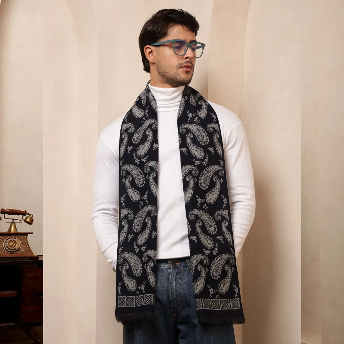 cashmere-men-winter-warm-soft-wool-scarf-navy-blue-paisley-muffler WM-187 (6)