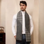Cashmere Reversible Men's Scarf Black Checked Muffler