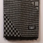 Cashmere Reversible Men's Scarf Black Checked Muffler - Image 7