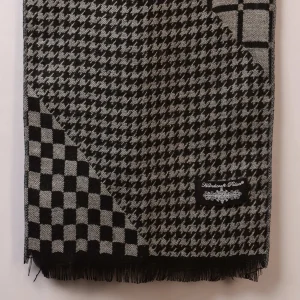 Cashmere Reversible Men's Scarf Black Checked Muffler - Image 7