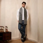 Cashmere Reversible Men's Scarf Black Checked Muffler - Image 5
