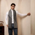 Cashmere Reversible Men's Scarf Black Checked Muffler - Image 2