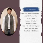 Cashmere Reversible Men's Scarf Black Checked Muffler - Image 8