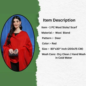 Christmas Gift For Women Red Sequins Deer Stole - Image 7