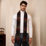 Christmas Men's Scarf Winter Neck Wraps Brown Checked Muffler