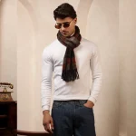 Christmas Men's Scarf Winter Neck Wraps Brown Checked Muffler - Image 2