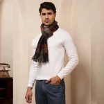 Christmas Men's Scarf Winter Neck Wraps Brown Checked Muffler - Image 4