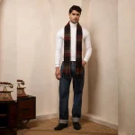 Christmas Men's Scarf Winter Neck Wraps Brown Checked Muffler - Image 7