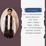Christmas Men's Scarf Winter Neck Wraps Brown Checked Muffler - Image 9