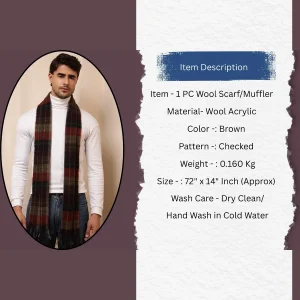 Christmas Men's Scarf Winter Neck Wraps Brown Checked Muffler - Image 9