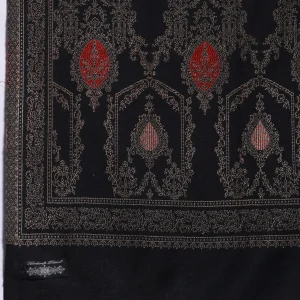 Festive Black Reversible, Wool, Shawl Mughal Woven Design - Image 6