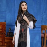 Festive Black Reversible, Wool, Shawl Mughal Woven Design