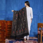 Festive Black Reversible, Wool, Shawl Mughal Woven Design - Image 5