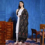 Festive Black Reversible, Wool, Shawl Mughal Woven Design - Image 4
