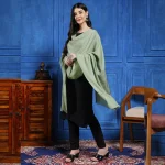 Green Deer Wool Stole Winter Partywear Sequins Work Scarf - Image 3