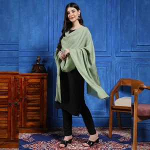 Green Deer Wool Stole Winter Partywear Sequins Work Scarf - Image 3