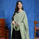 Green Deer Wool Stole Winter Partywear Sequins Work Scarf