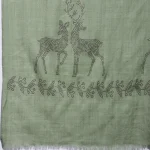 Green Deer Wool Stole Winter Partywear Sequins Work Scarf - Image 6