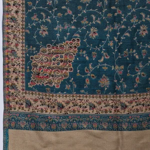 Green Floral Large Hand-Cut Kani Jamavar Wool Shawl - Image 6