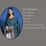 Green Floral Large Hand-Cut Kani Jamavar Wool Shawl - Image 7