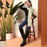 Green Wool Herringbone Muffler Women's For Gift - Image 6