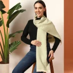 Green Wool Herringbone Muffler Women's For Gift - Image 2