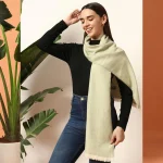 Green Wool Herringbone Muffler Women's For Gift - Image 3